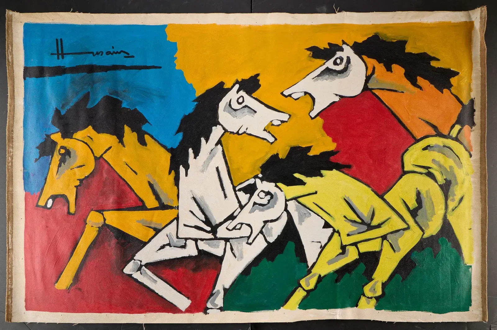 Attr. Maqbool Fida Husain Horse Oil Painting