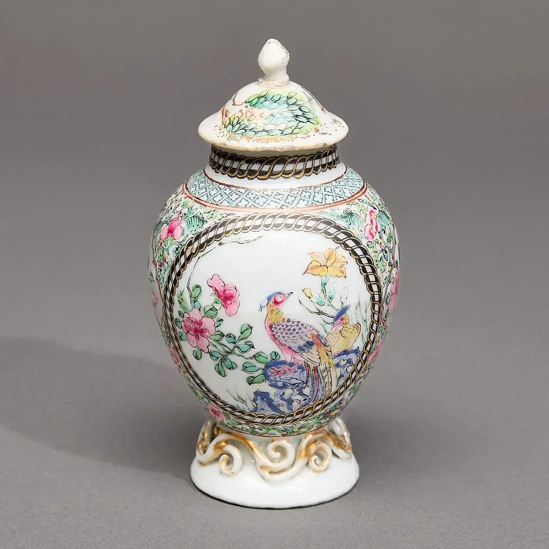 Chinese Export Famille Rose Tea Caddy