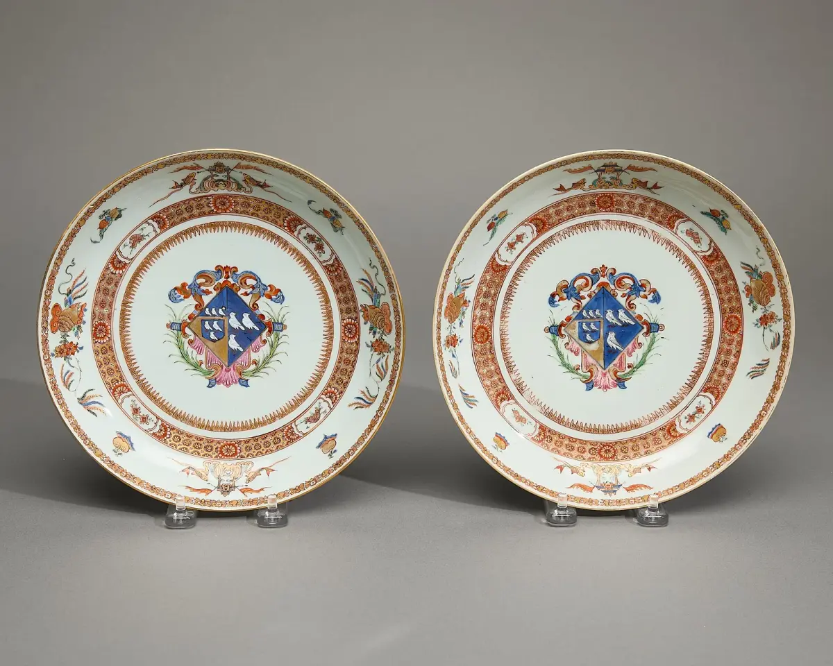 Pair Armorial Saucer Dishes - Frederick/Marescoe