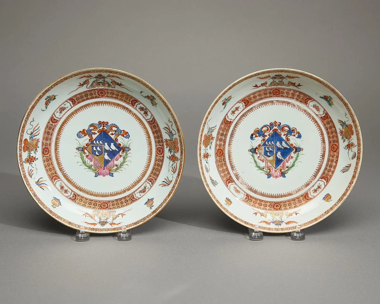 Pair Armorial Saucer Dishes - Frederick/Marescoe