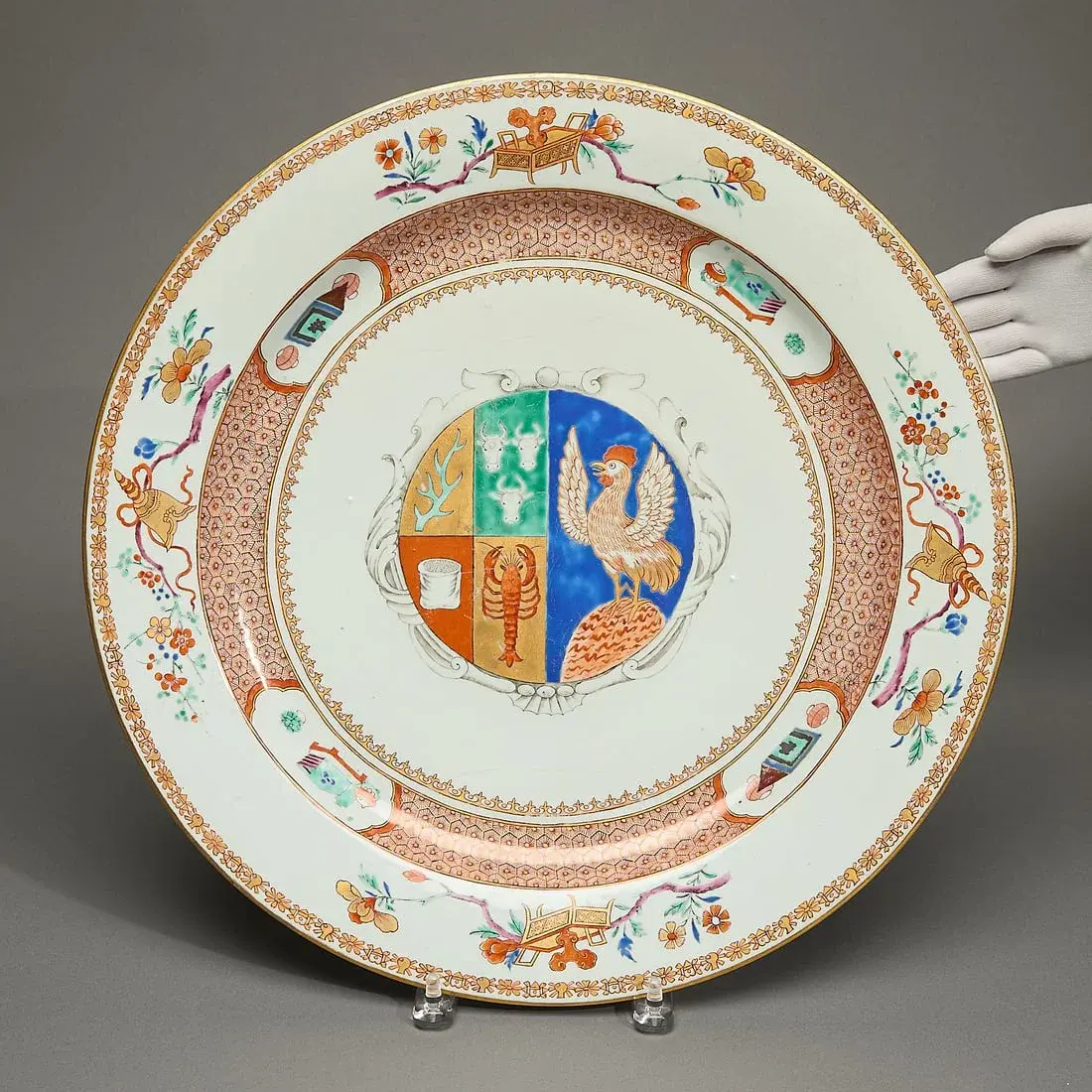 Large Chinese Export Dutch Market Armorial Charger