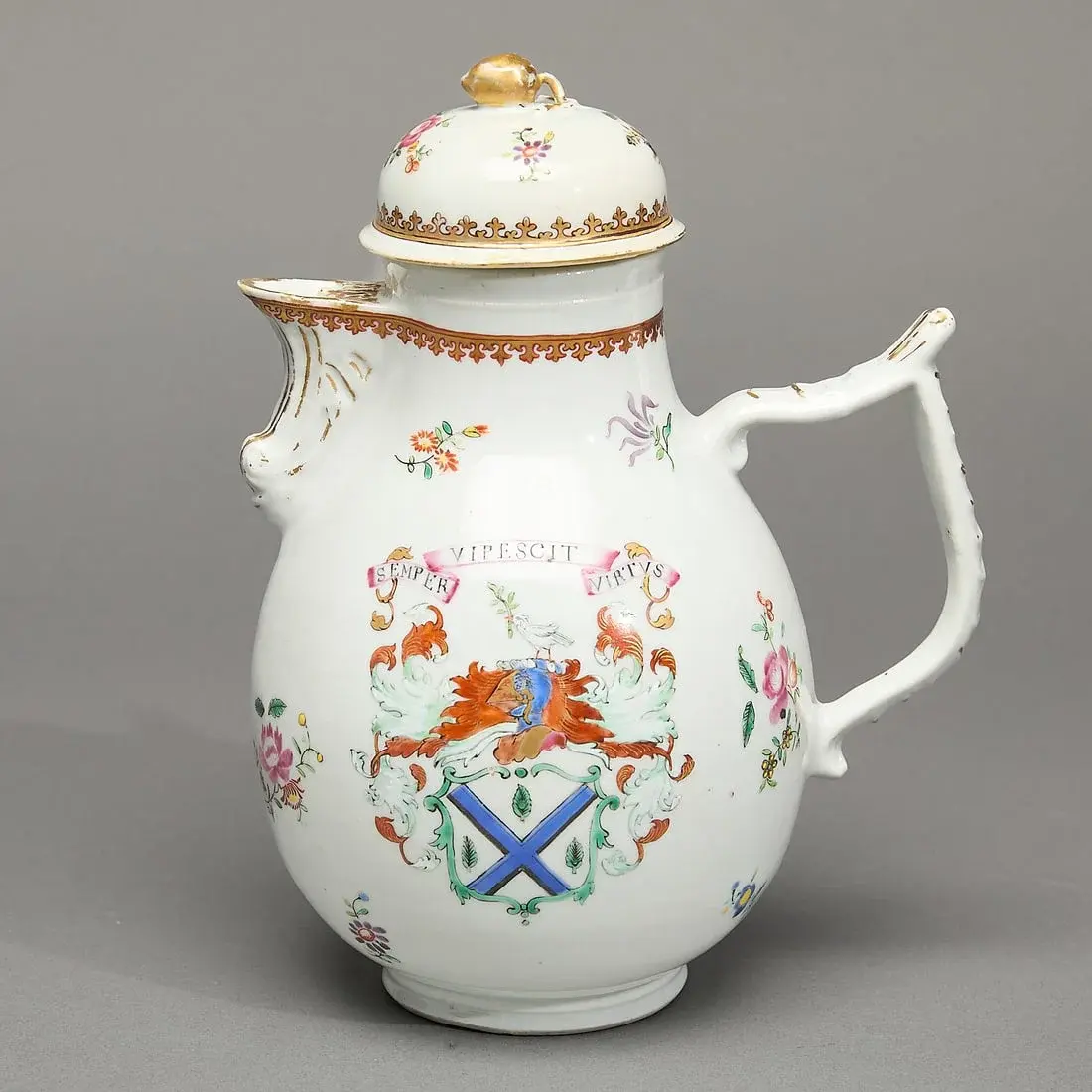 Chinese Export Armorial Jug & Cover - Marshall