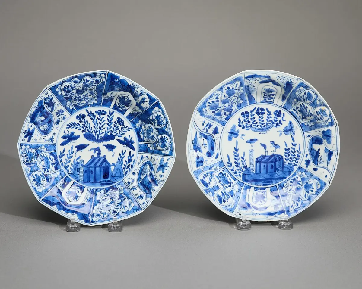 Pair "Cuckoo on the House" Octagonal Plates