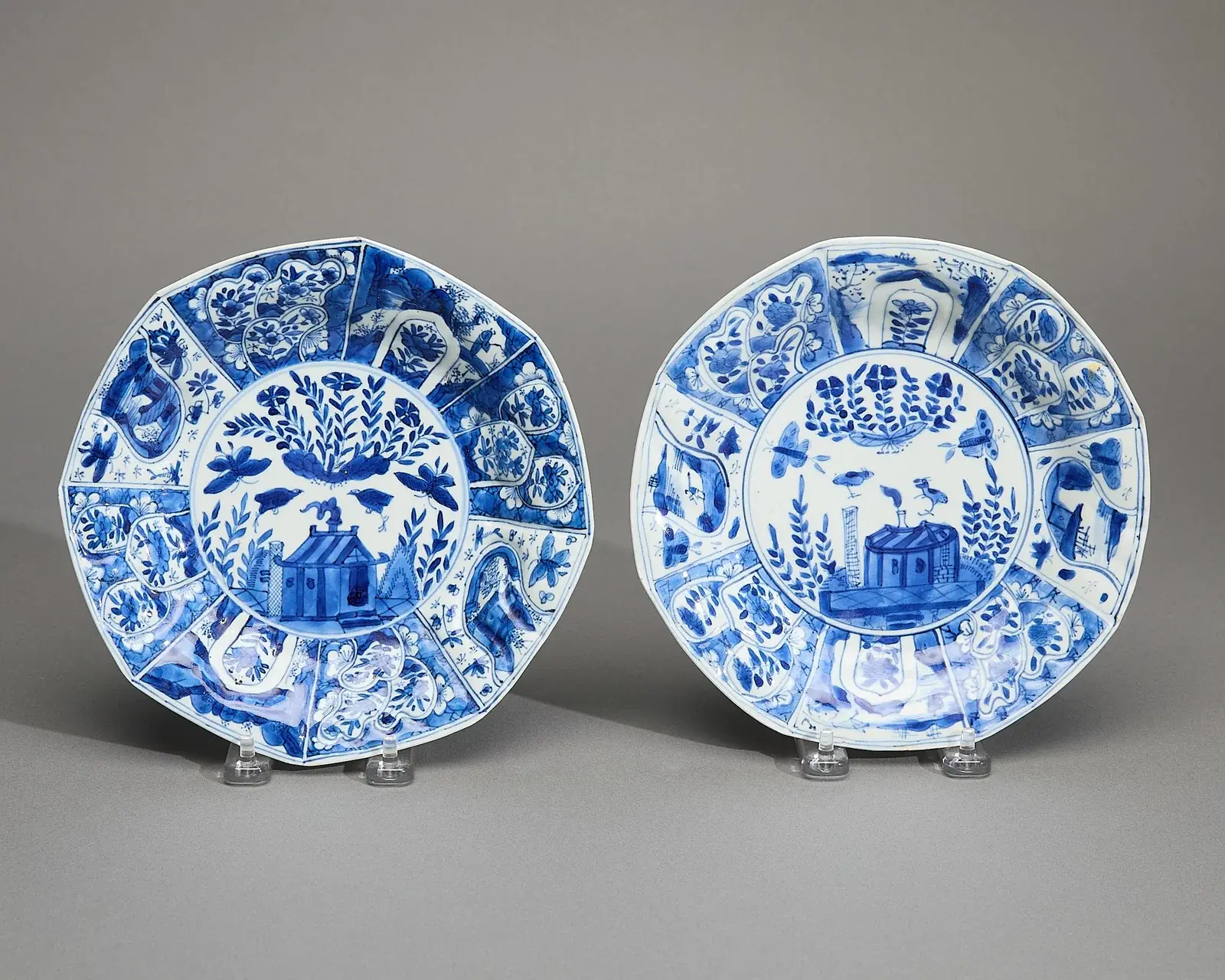Pair "Cuckoo on the House" Octagonal Plates