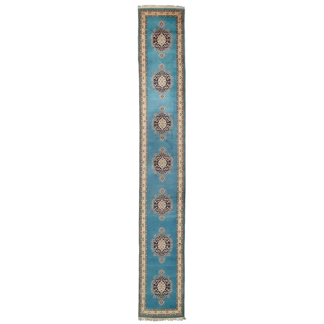 Persian Blue Floral Runner Rug 17'2" x 2'7"