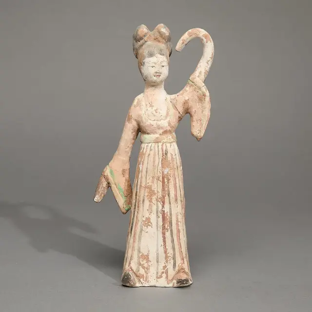 Chinese Tang Painted Pottery Dancing Woman Figure
