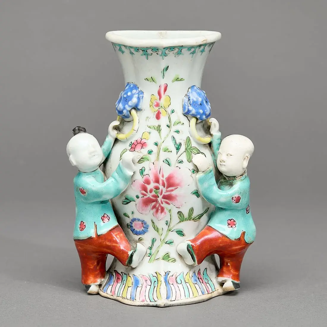 Chinese Export Famille Rose Boy Wall Vase