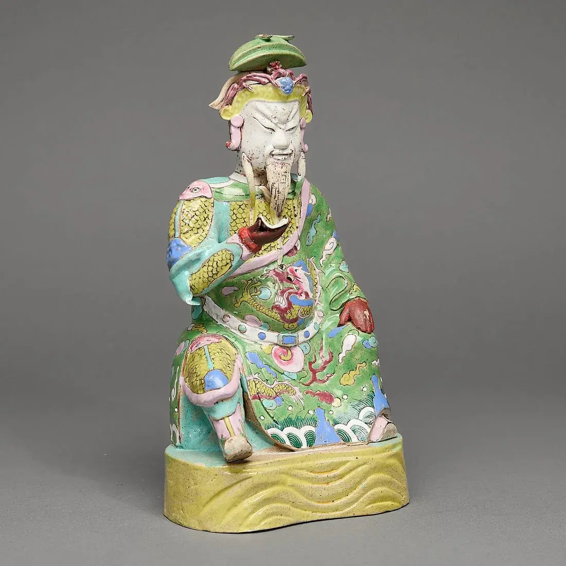 Famille Rose Biscuit Glazed Figure of Zhenwu