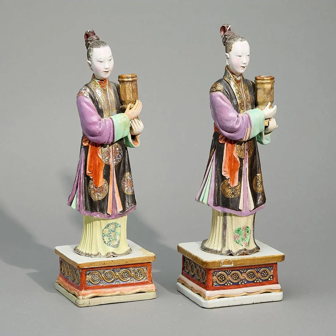 Pair Court Lady Candleholders