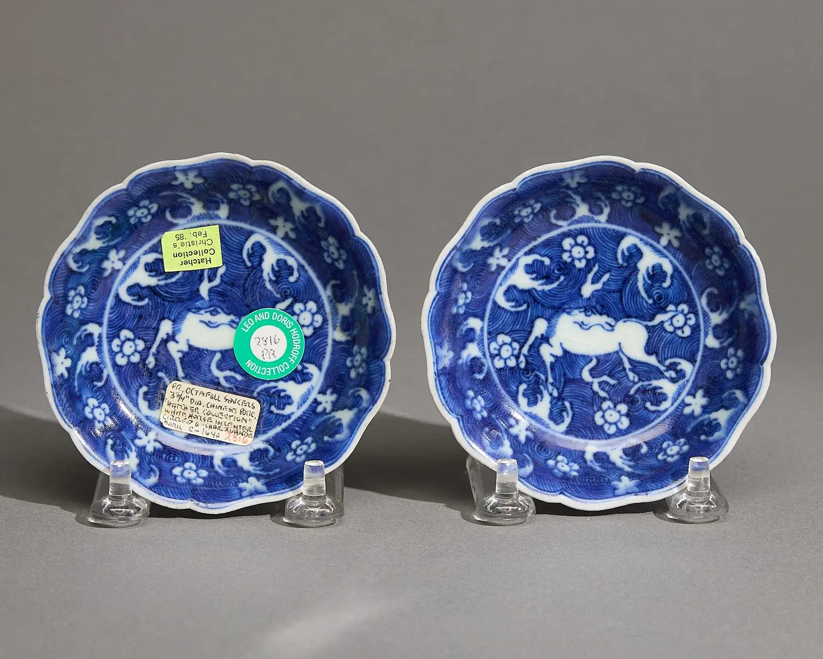 Pr Chinese Hatcher Cargo Porcelain Tianma Saucers