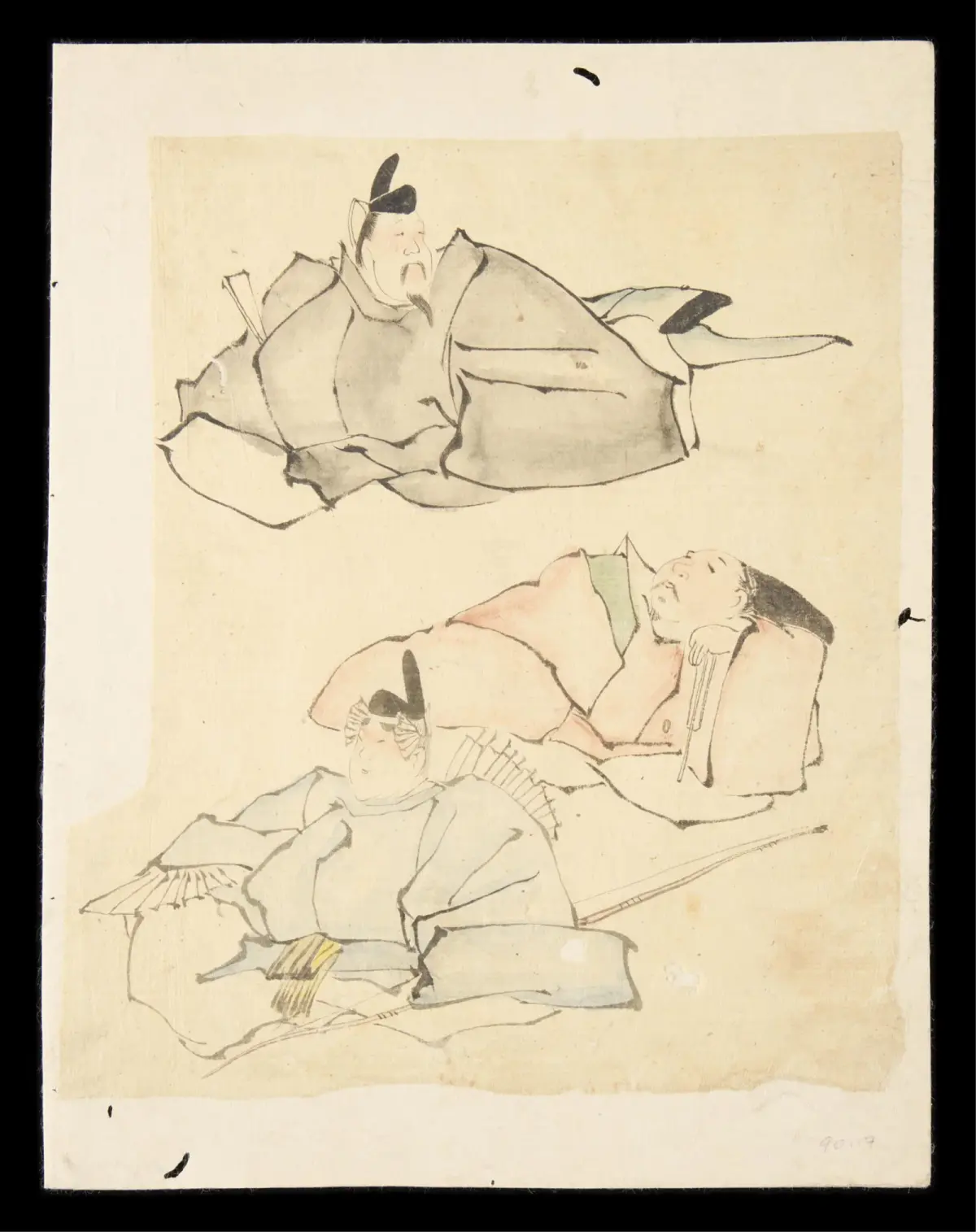 19th c. Japanese "3 Scholars" Ink Painting