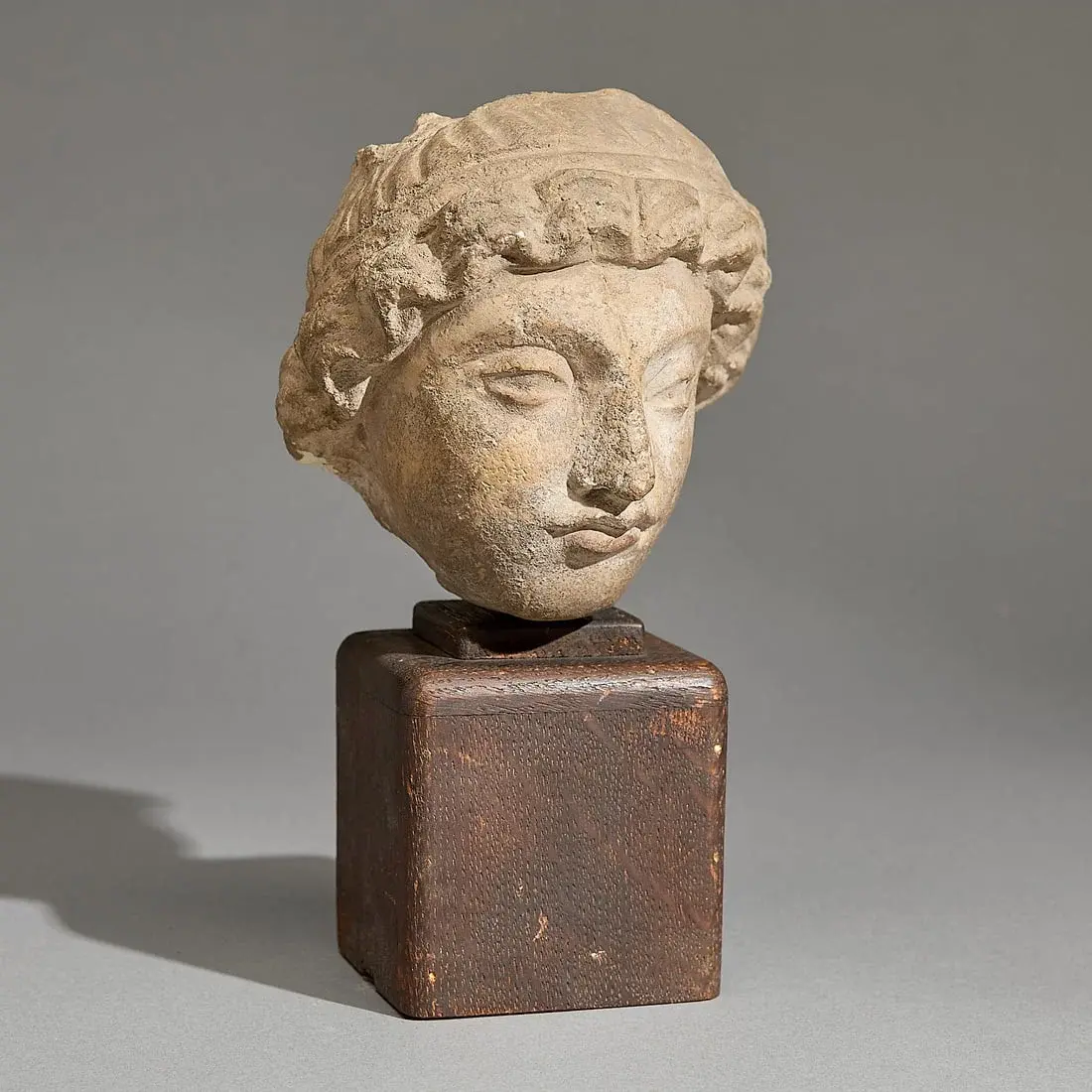 Ancient Gandharan Stucco Head of Youthful Figure