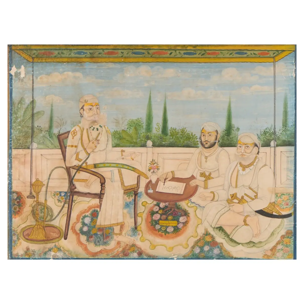 Indian Mughal Court Scene Miniature Painting