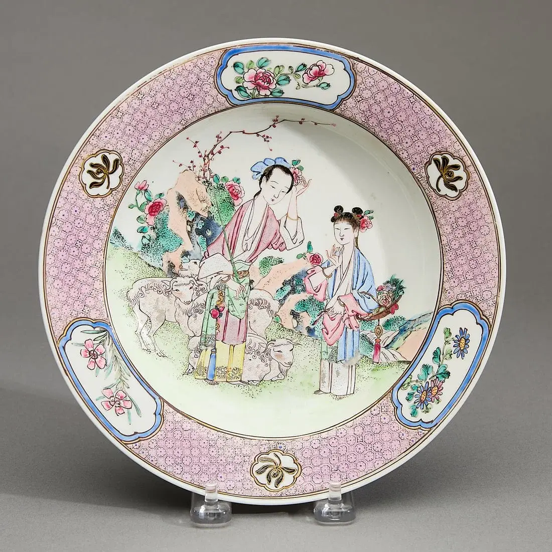 Famille Rose Eggshell Shepherd Plate