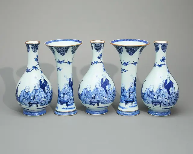 Set 5 Rare Chinese Pronk Porcelain Garniture