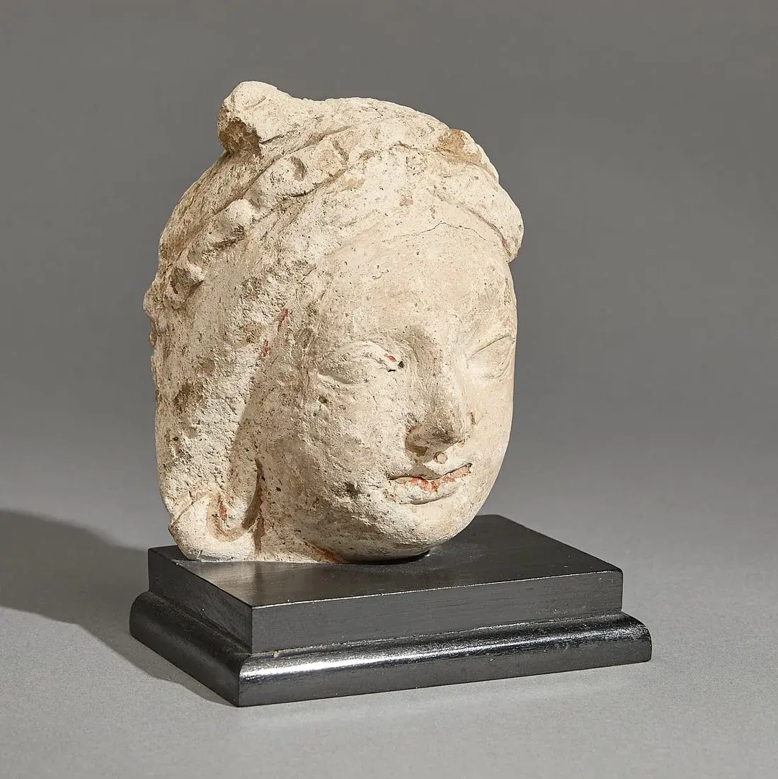 Ancient Gandharan Stucco Head of Young Figure