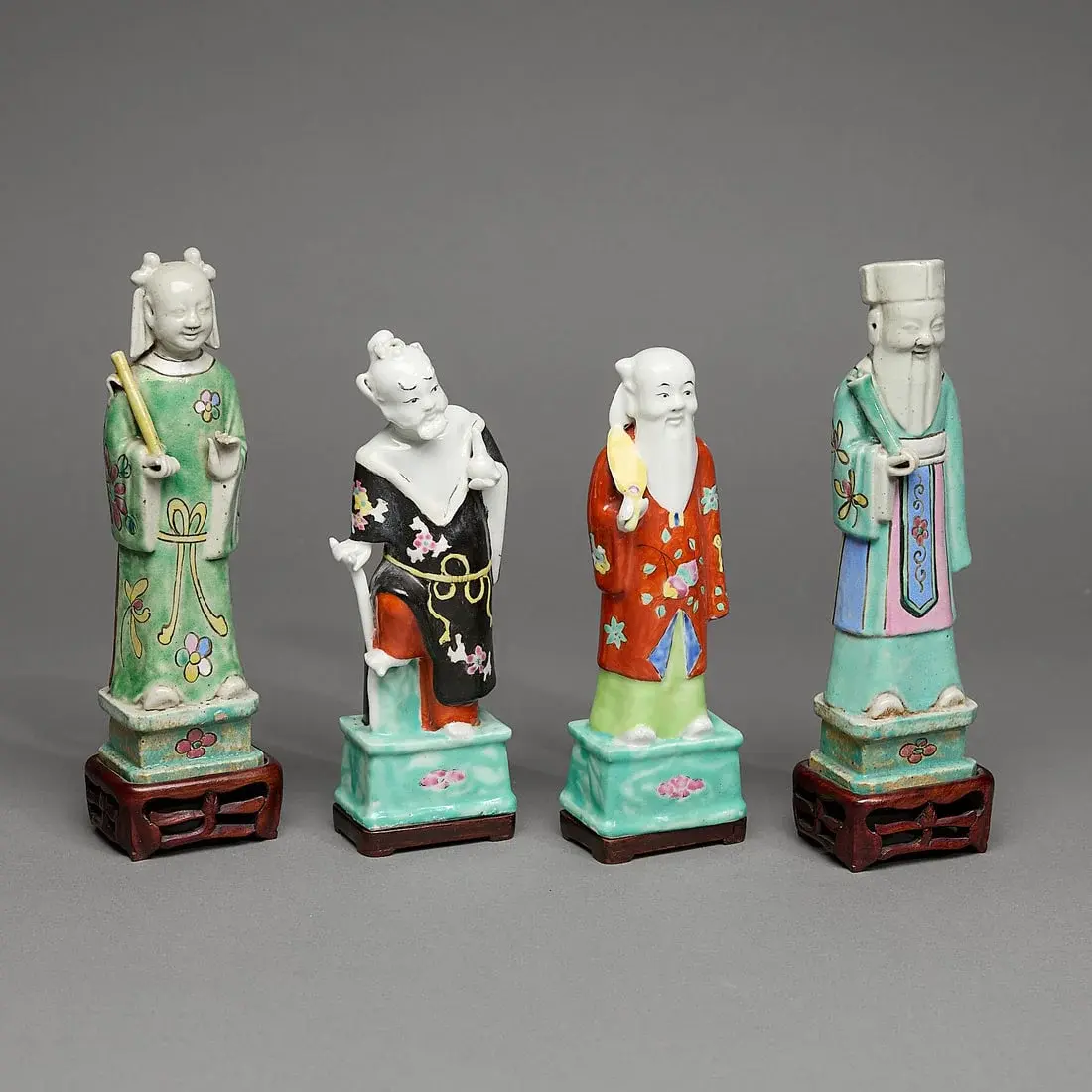 4 Chinese Export Famille Rose Porcelain Immortals