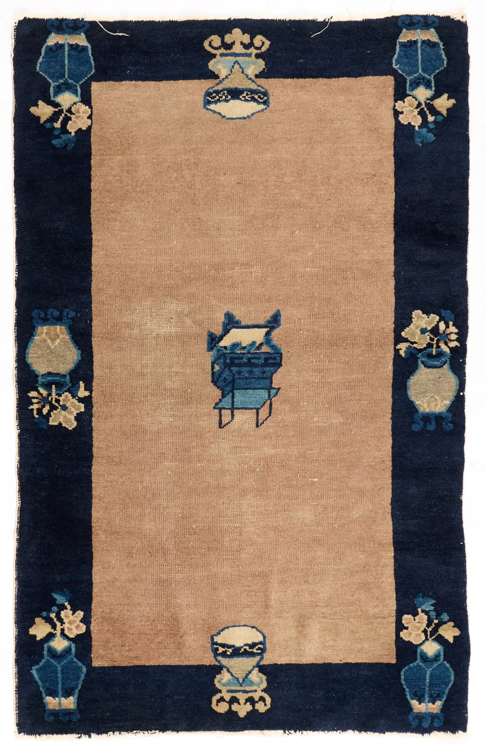 20th c. Chinese Peking Wool Rug 4'10"x3'