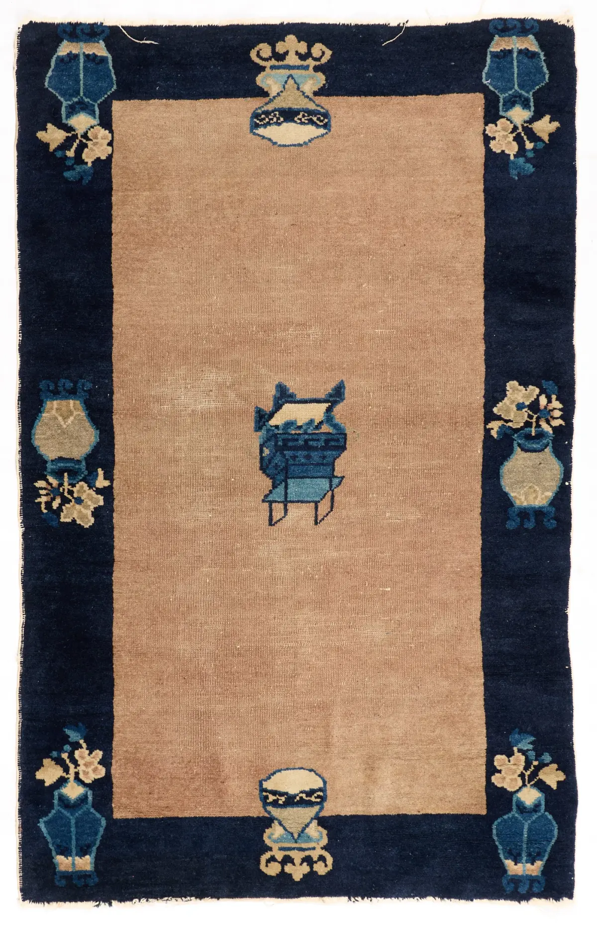 20th c. Chinese Peking Wool Rug 4'10"x3'