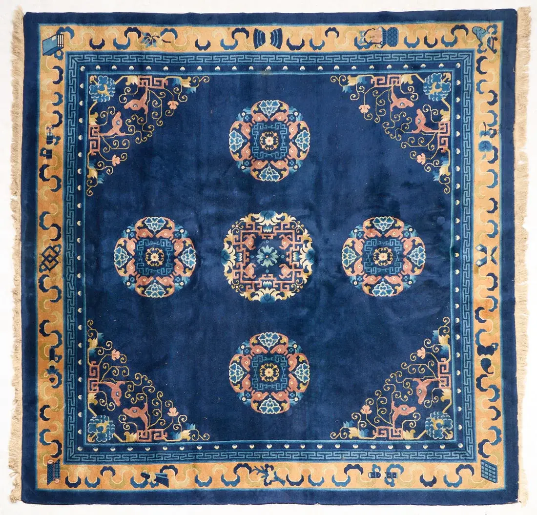 Chinese Art Deco Style Peking Wool Rug 8'1"x8'1"