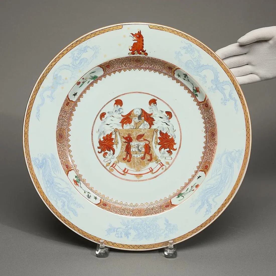 Famille Verte Charger Arms of Lutwyche w/ Bagnall