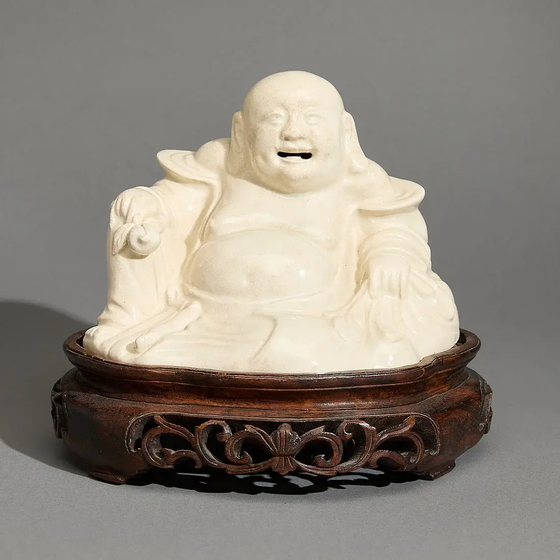 Chinese Crackle Porcelain Buddha or Budai Figure