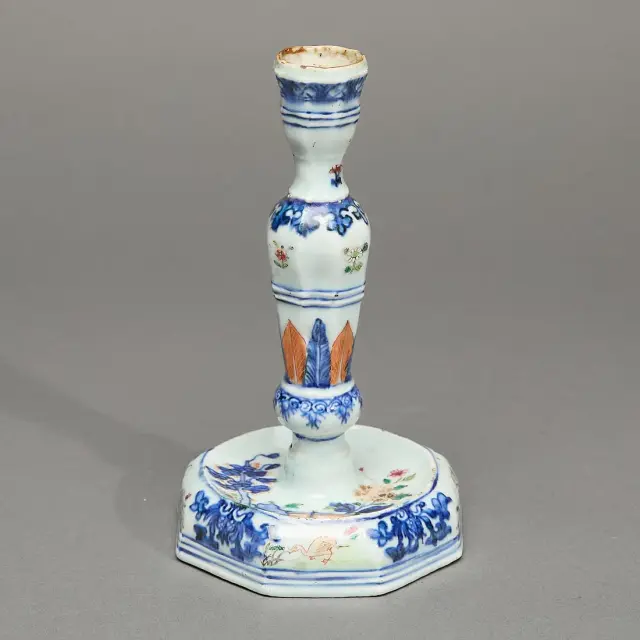 Chinese Export Rose Imari Candlestick
