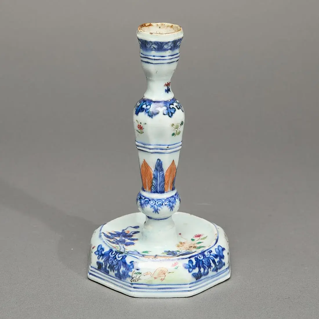 Chinese Export Rose Imari Candlestick