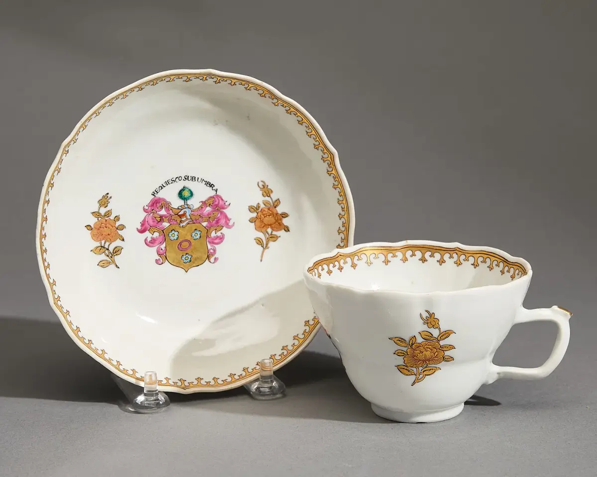 Chinese Export Armorial Cup & Saucer - Hamilton
