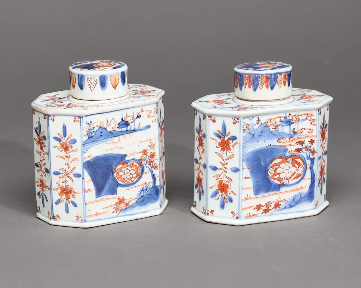 Pair Chinese Export Imari Tea Caddies