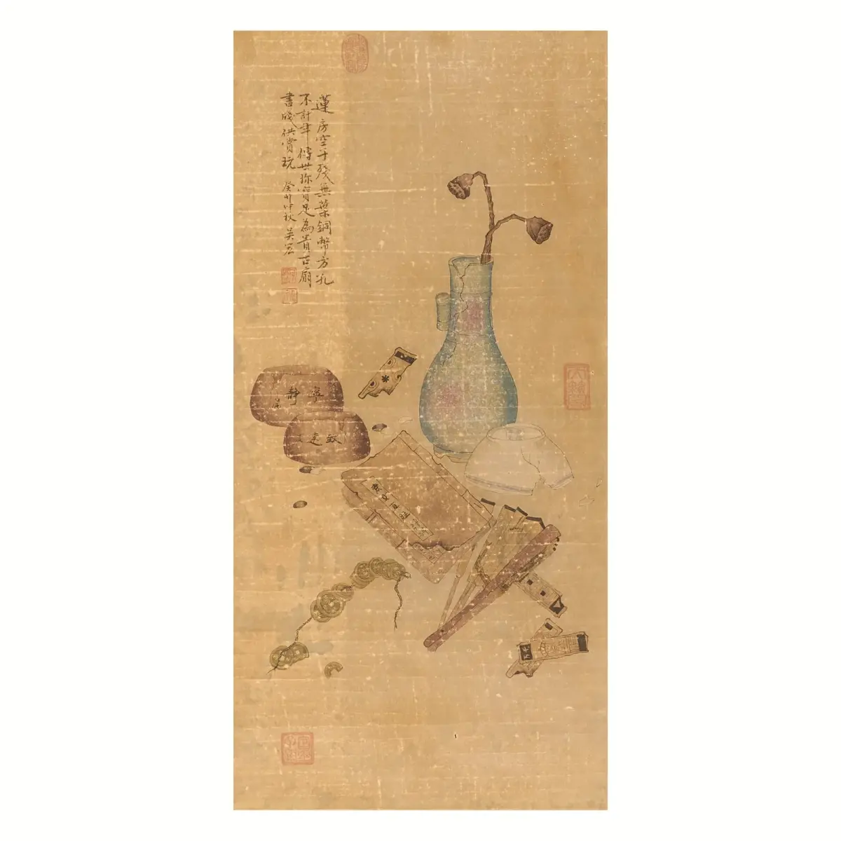 20th c. Chinese Scholar Still-Life Scroll Painting