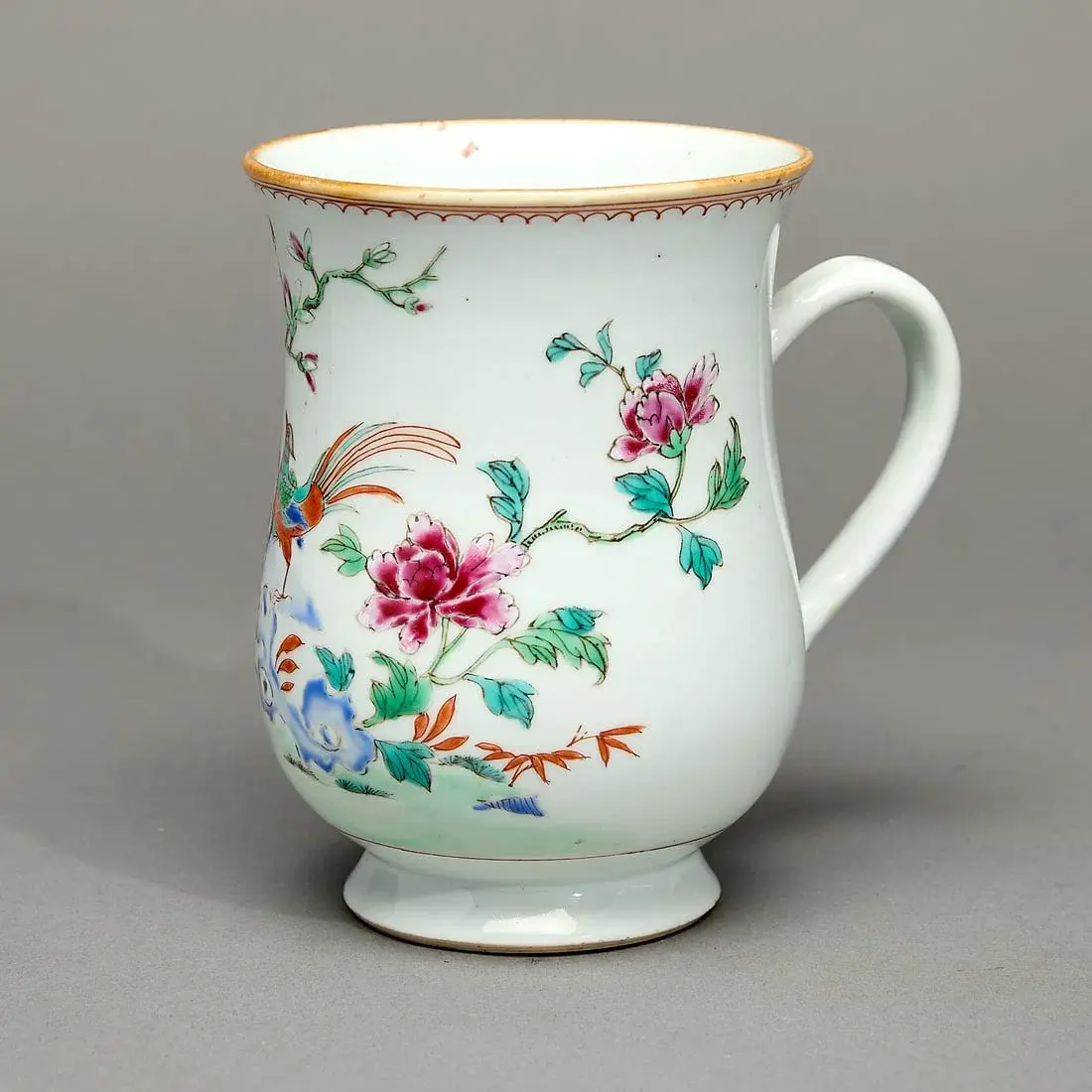 Chinese Export Famille Rose Pheasant Mug