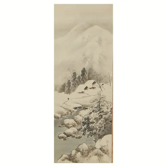 Japanese School Winter Mountain Scroll Painting