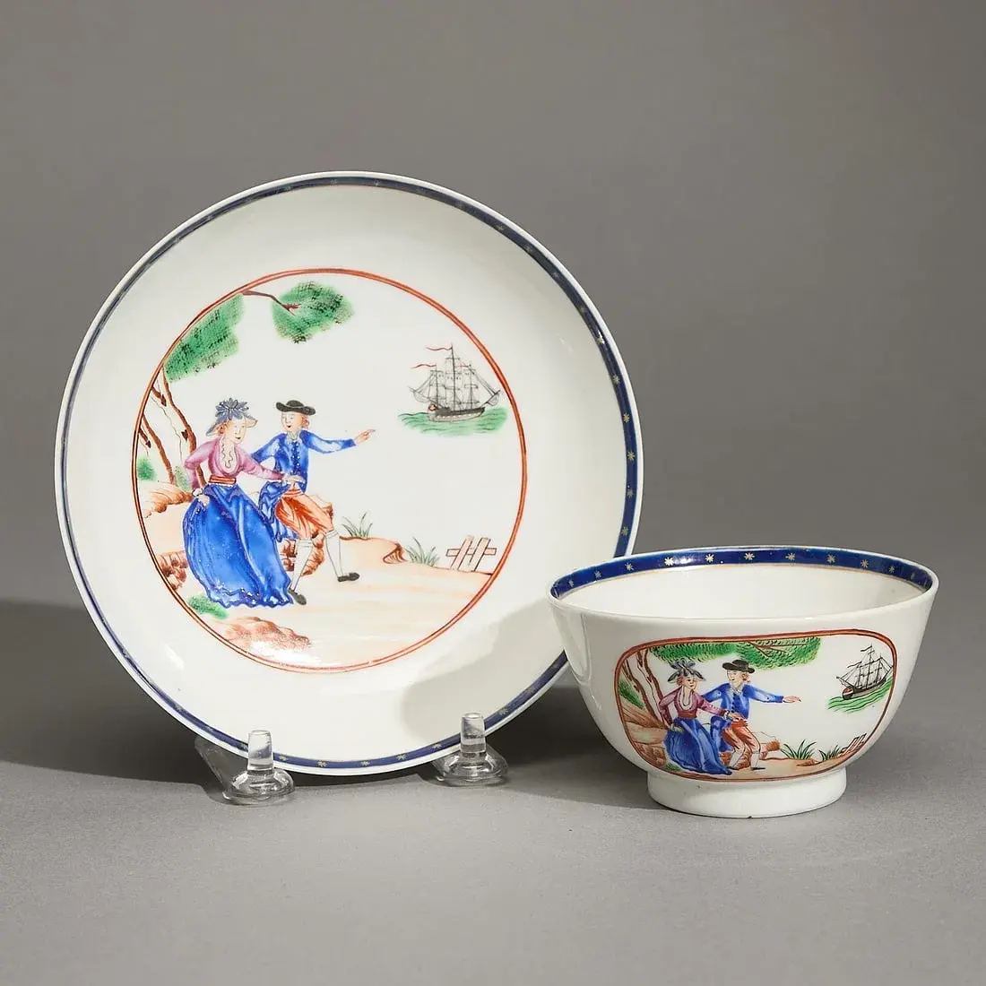 Chinese "Sailor's Farewell" Tea Bowl & Saucer