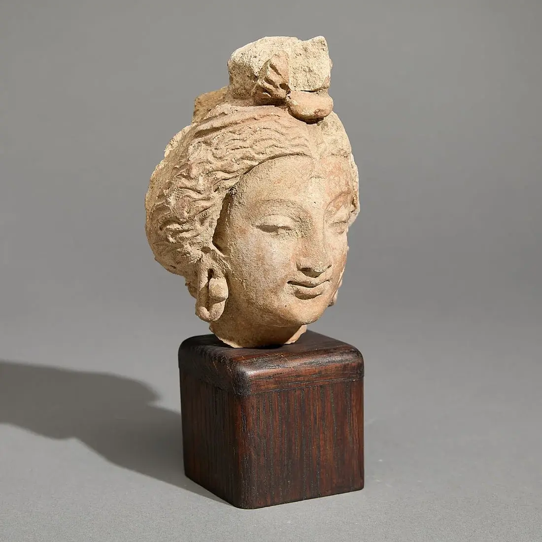 Ancient Gandharan Grey Schist Bodhisattva Bust