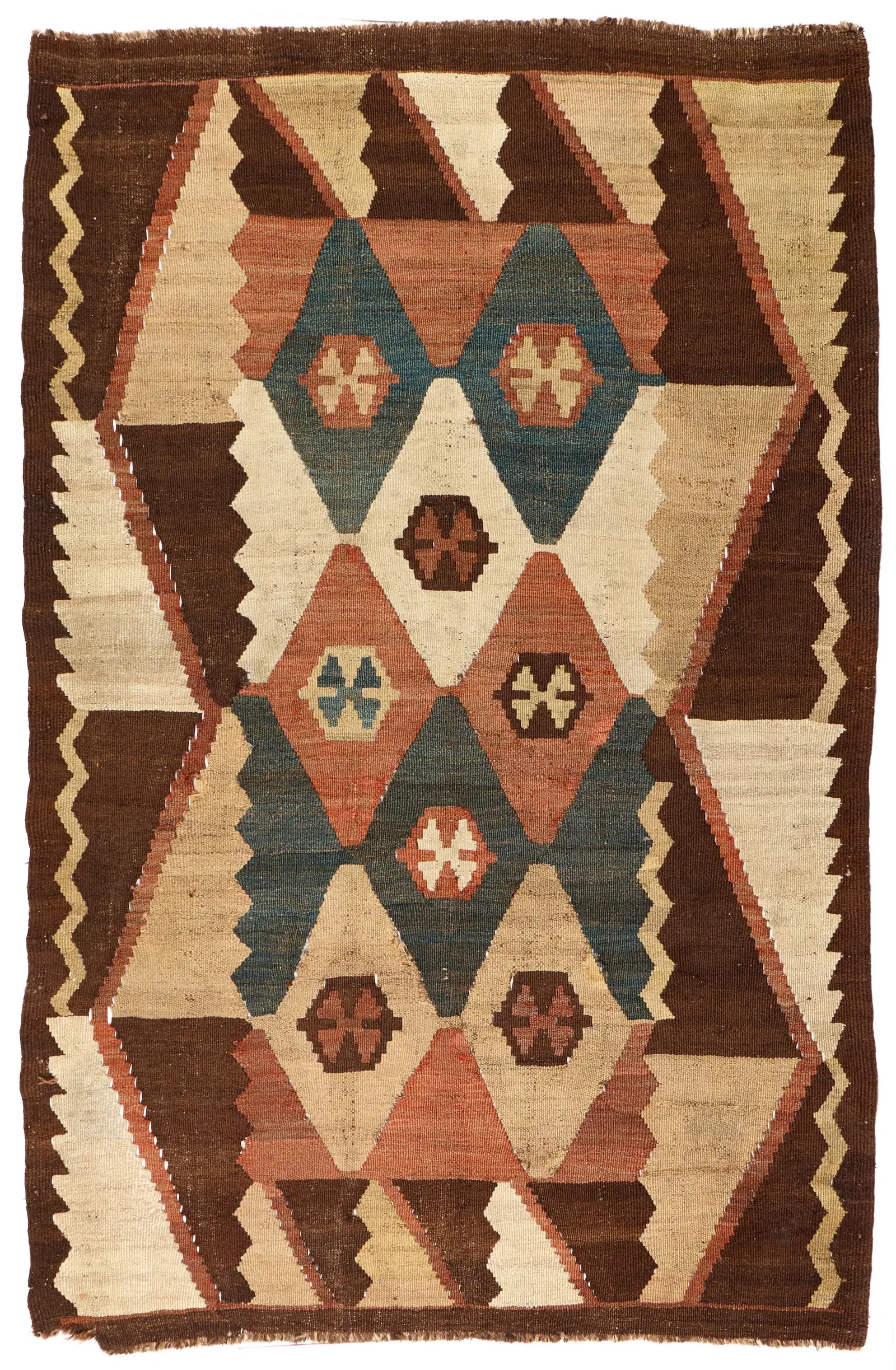 Central Asian Tajik Labijar Kilim Rug 7'8"x5'