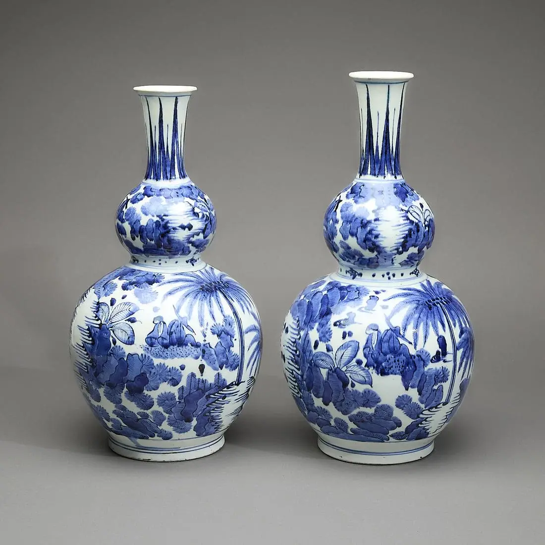 Pr 17th c. Japanese Double-Gourd Porcelain Vases