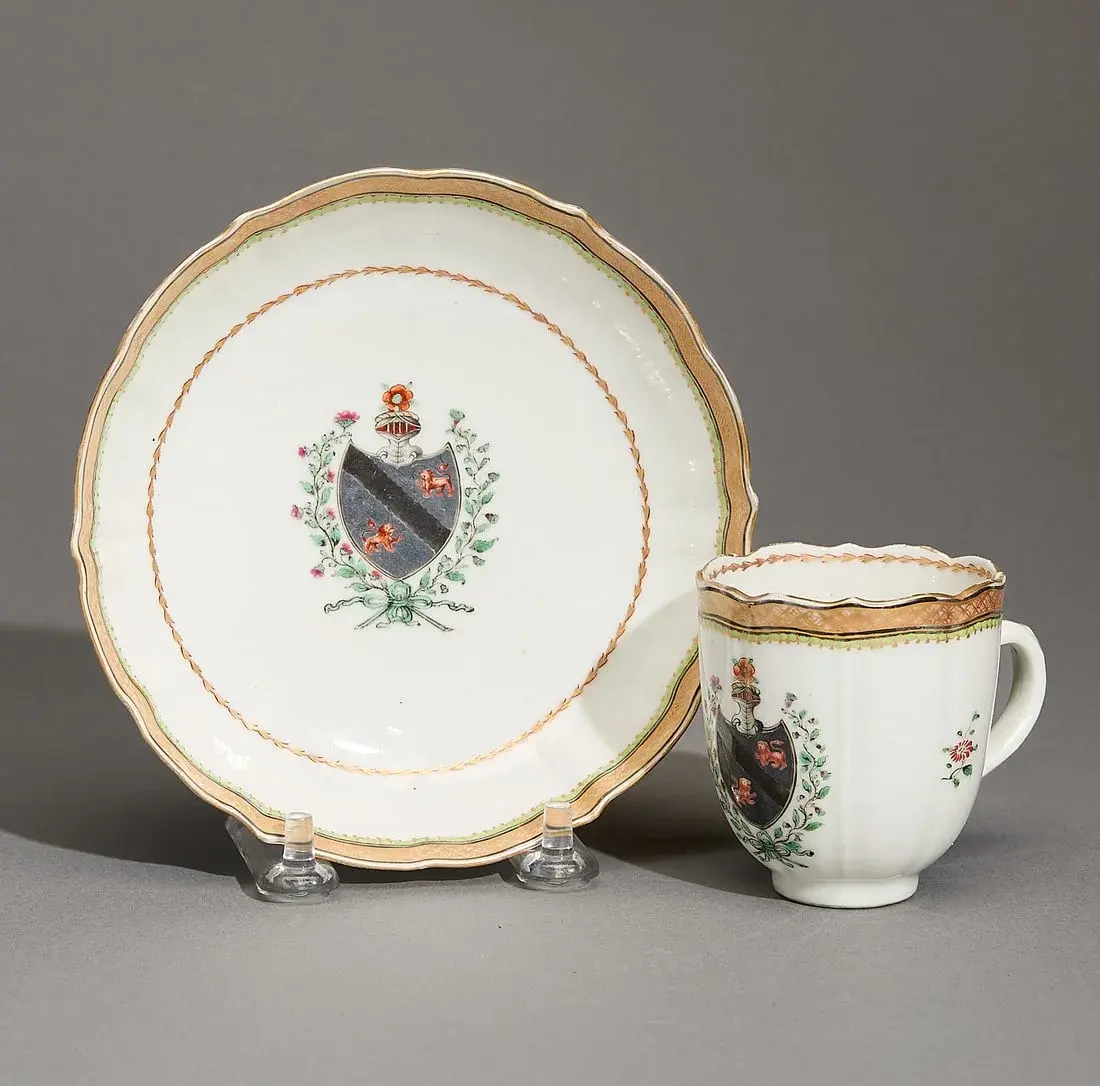 Export Armorial Coffee Cup & Saucer - Gleig