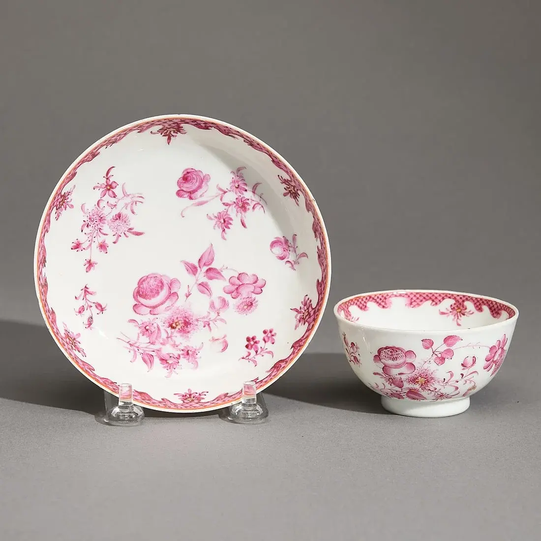 Chinese Export Puce Tea Bowl & Saucer