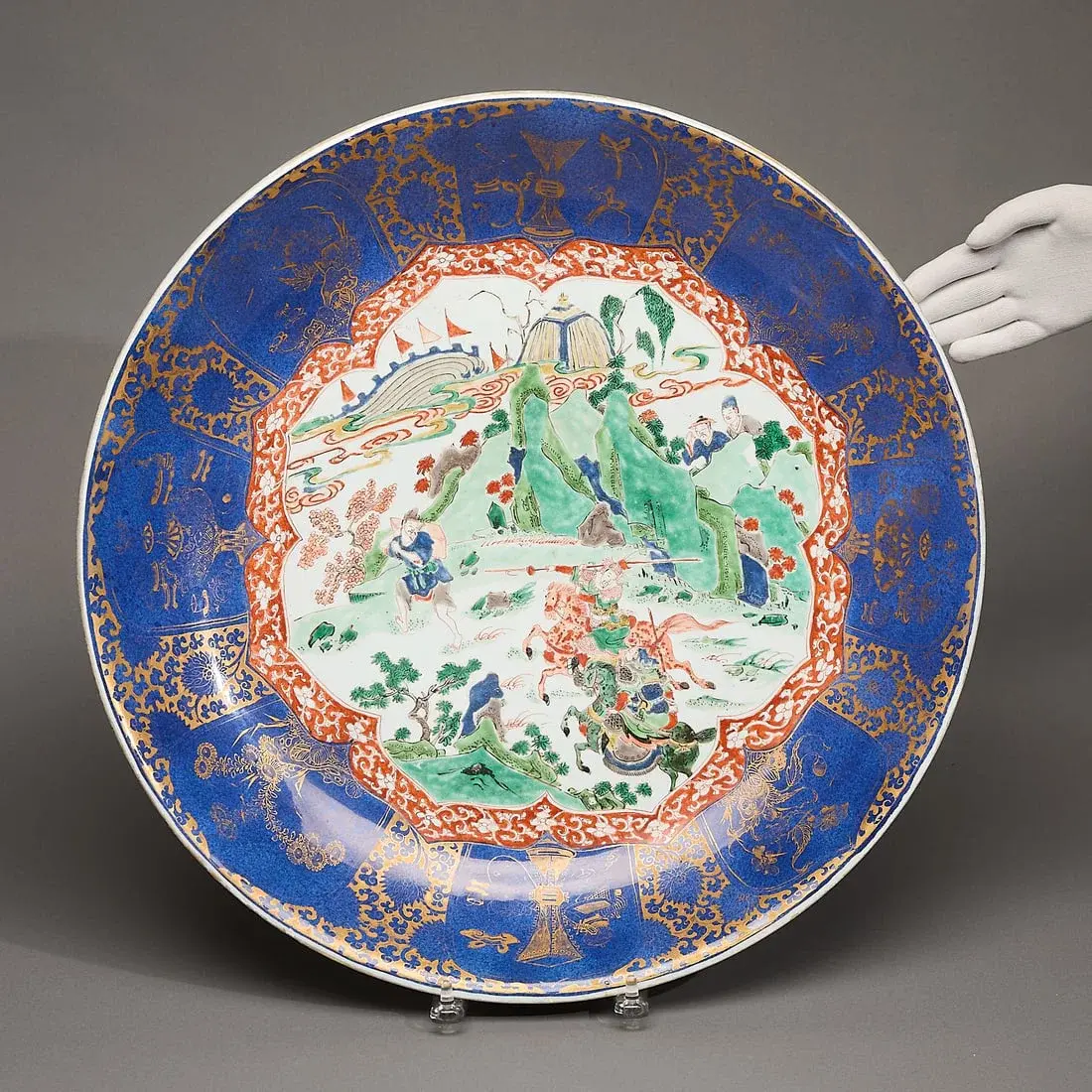 Lrg Chinese Kangxi Famille Verte Porcelain Charger