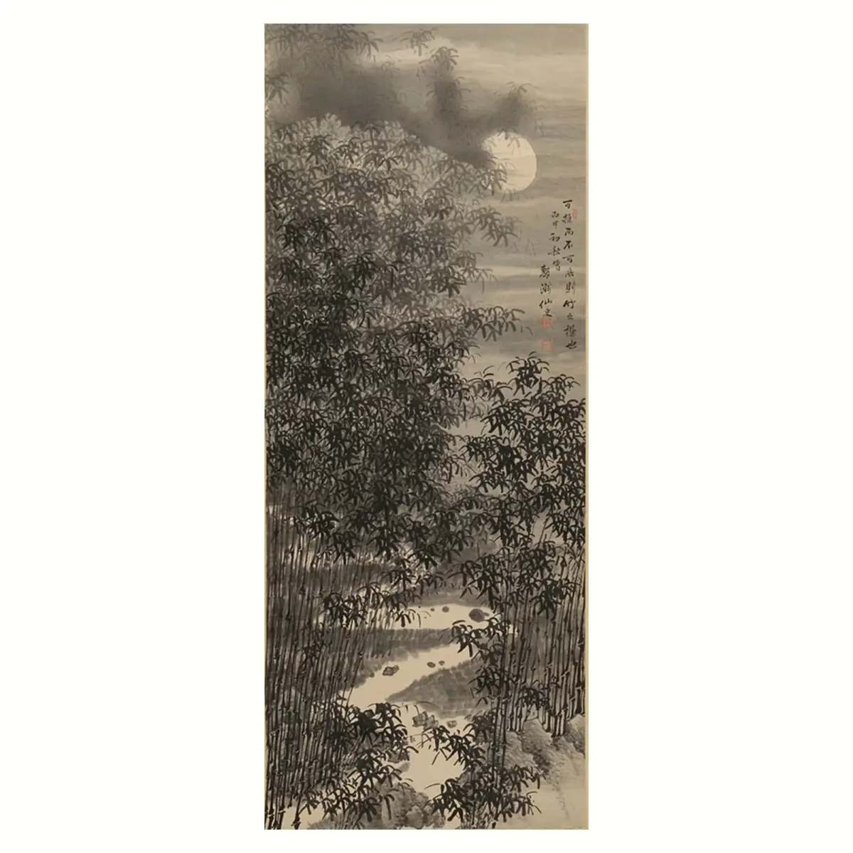 Japanese School Bamboo Forest Scroll Painting
