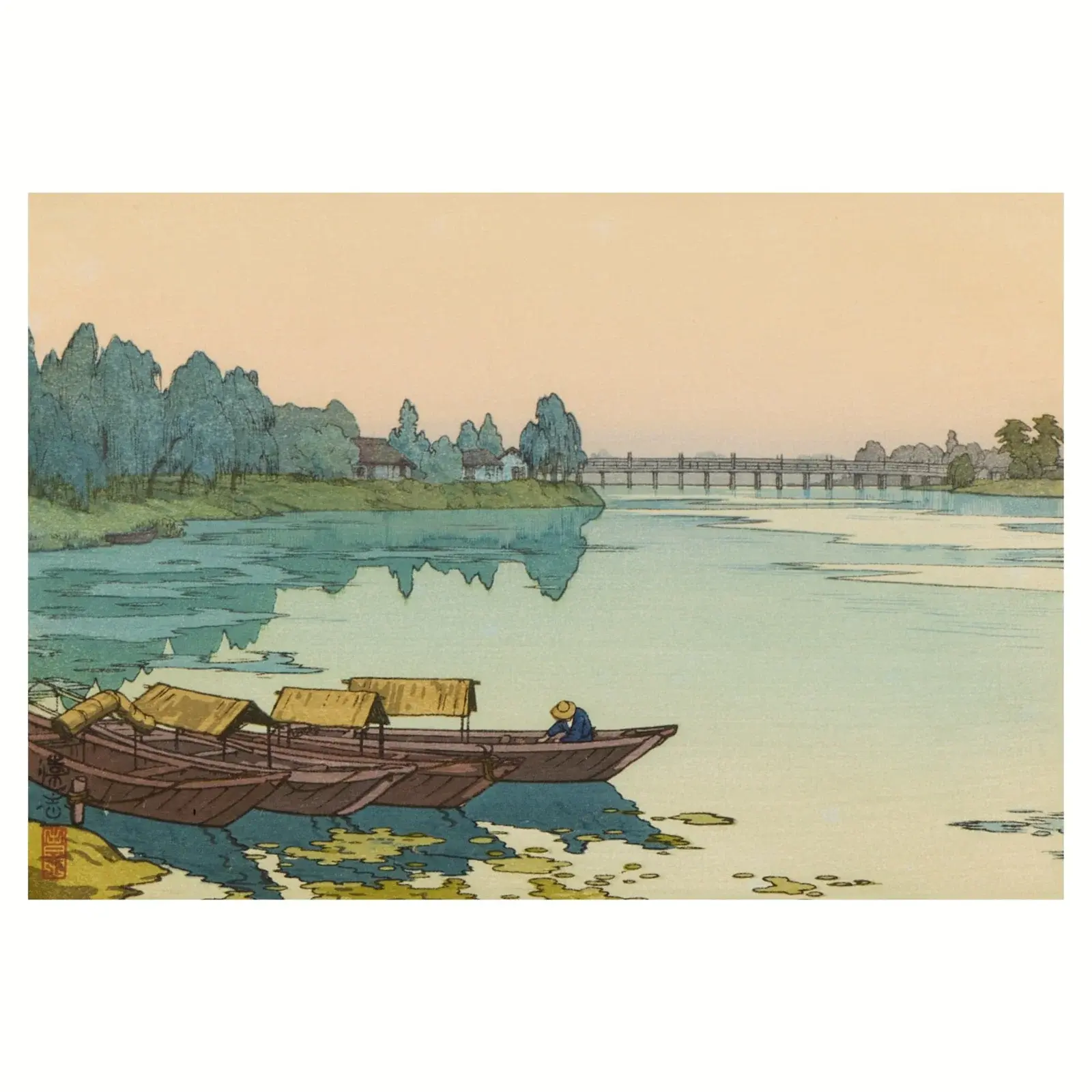 Toshi Yoshida "Yodo River" Woodblock 1942
