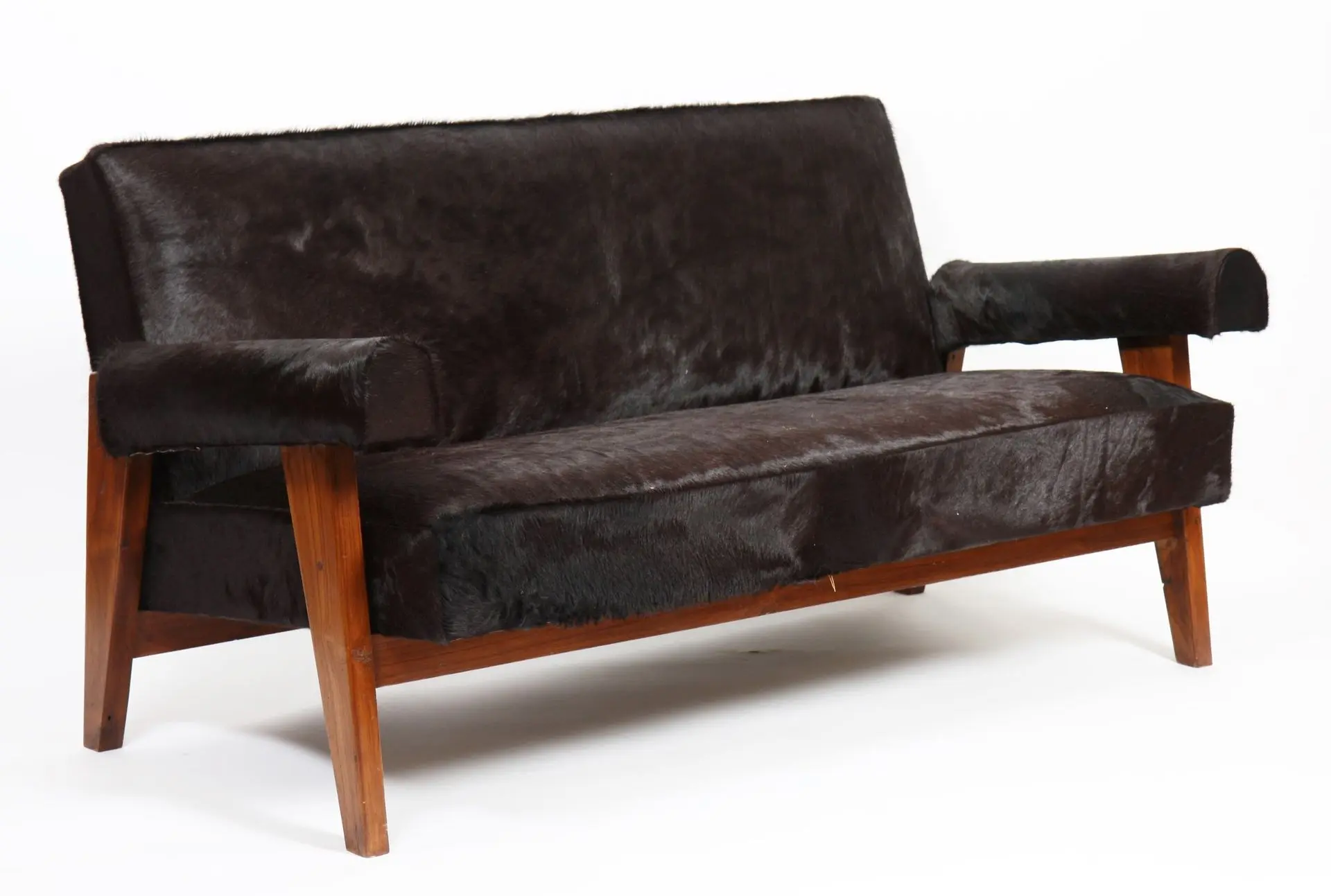 BLACK TEAK SOFA by Pierre JEANNERET (1896–1967) and LE CORBU - Lot 249