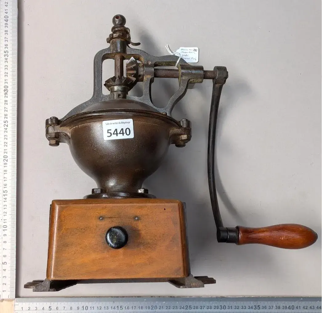 Antique 18th-century coffee grinder—see photos for dimensions and condition