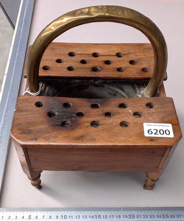 Vintage wood-burning heater—see photos for dimensions and condition