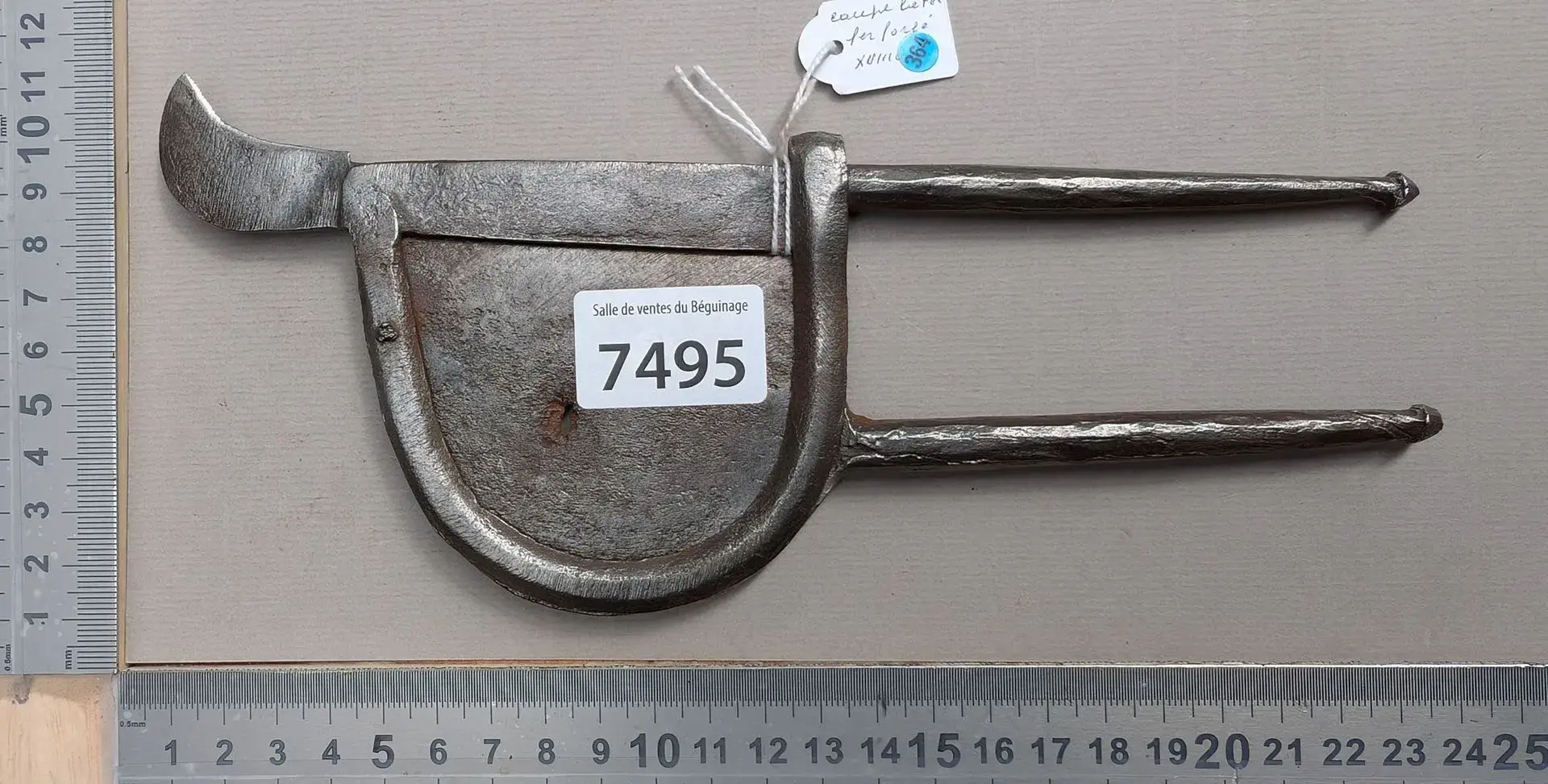 1 antique 18th-century wrought-iron betel cup—see photos for dimensions
