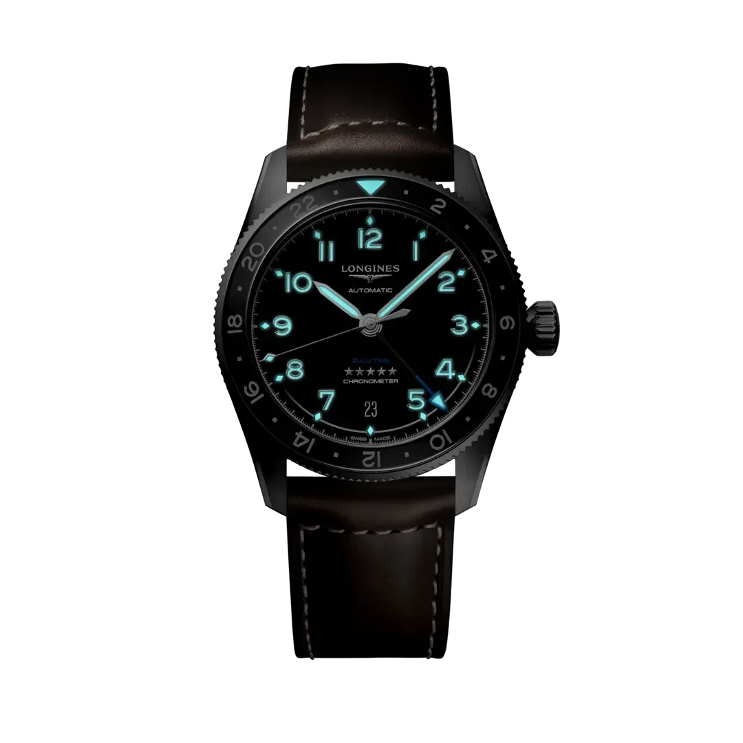 Longines Spirit Zulu Time Black dial 39mm ceramic bezel L3.802.4.53.2