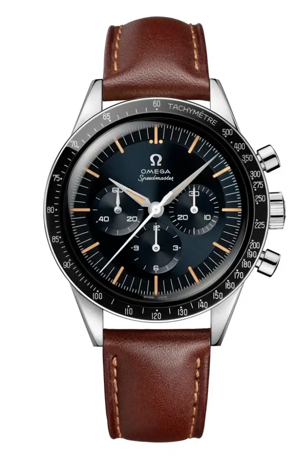 Omega Speedmaster Anniversary Series blk dial Leather strap 39mm