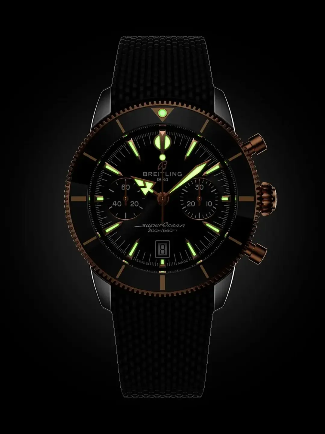 Breitling Ocean Culture Series B01 Chronograph Blk/Gold bezel 42mm