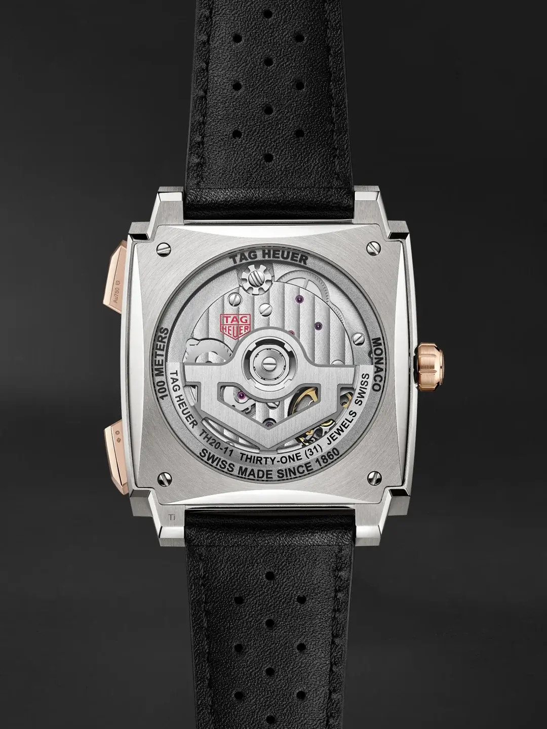 TAG Heuer Monaco Chrono Blk dial 39 mm, Titanium & 18K 5N rose gold